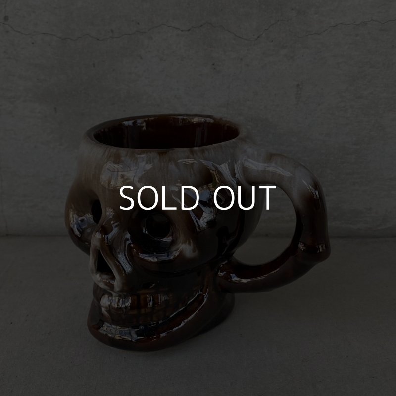 画像1: VINTAGE SKULL MUG ヴィンテージ スカル ドクロ マグカップ JAPAN / 陶器 ブラウン コレクタブル