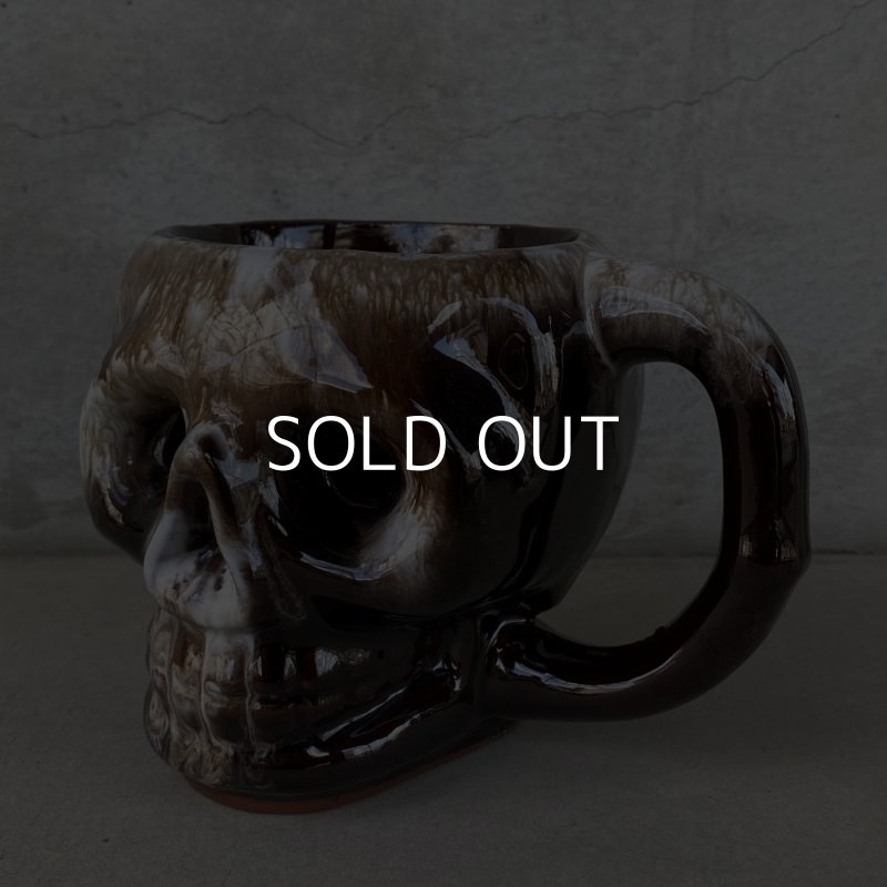 画像1: VINTAGE SKULL MUG ヴィンテージ スカル ドクロ マグカップ JAPAN / 陶器 ブラウン コレクタブル