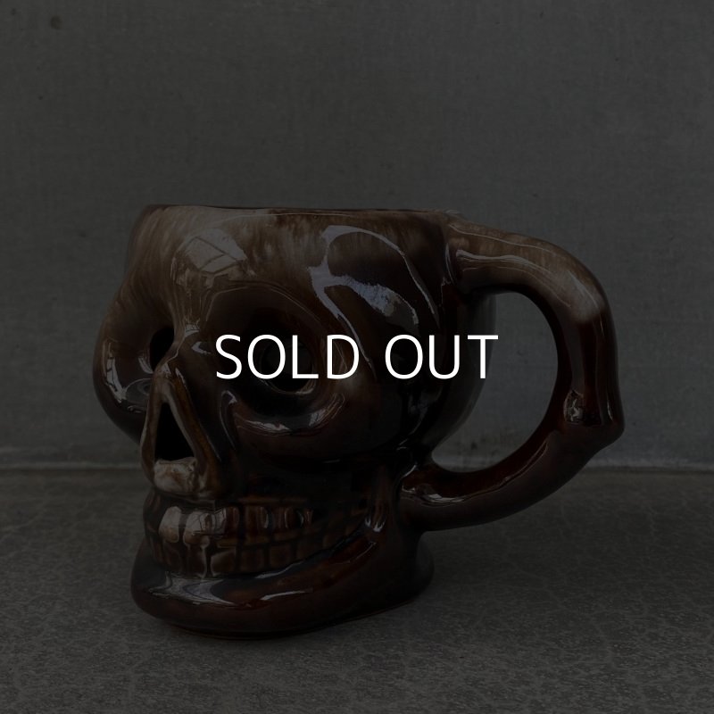 画像1: VINTAGE SKULL MUG ヴィンテージ スカル ドクロ マグカップ JAPAN / 陶器 ブラウン コレクタブル