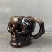 画像1: VINTAGE SKULL MUG ヴィンテージ スカル ドクロ マグカップ JAPAN / 陶器 ブラウン コレクタブル (1)