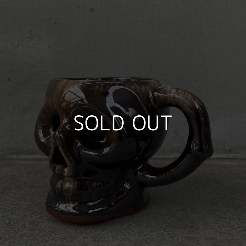 画像1: VINTAGE SKULL MUG ヴィンテージ スカル ドクロ マグカップ JAPAN / 陶器 ブラウン コレクタブル