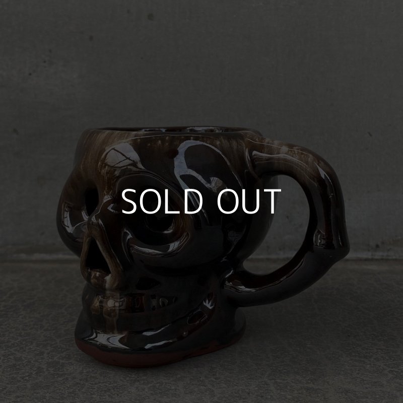 画像1: VINTAGE SKULL MUG ヴィンテージ スカル ドクロ マグカップ JAPAN / 陶器 ブラウン コレクタブル