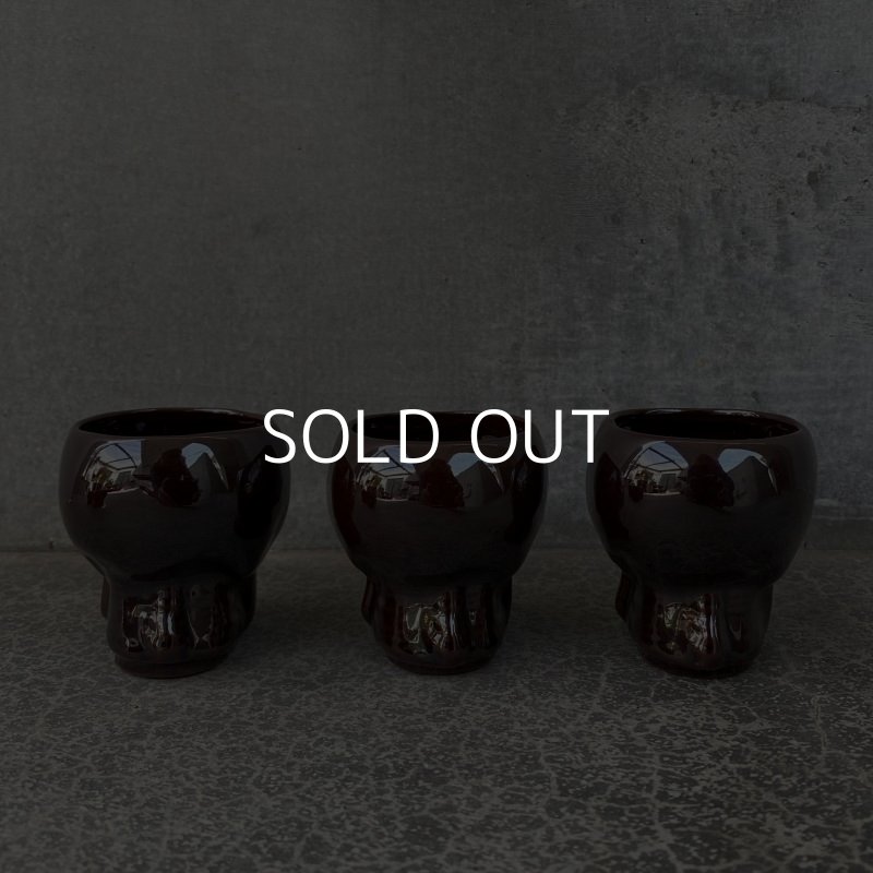 画像7: VINTAGE SKULL LAY OFF JAPAN ヴィンテージ ポイズンボトル デカンタ セット / ショットグラス 骸骨 陶器 日本製