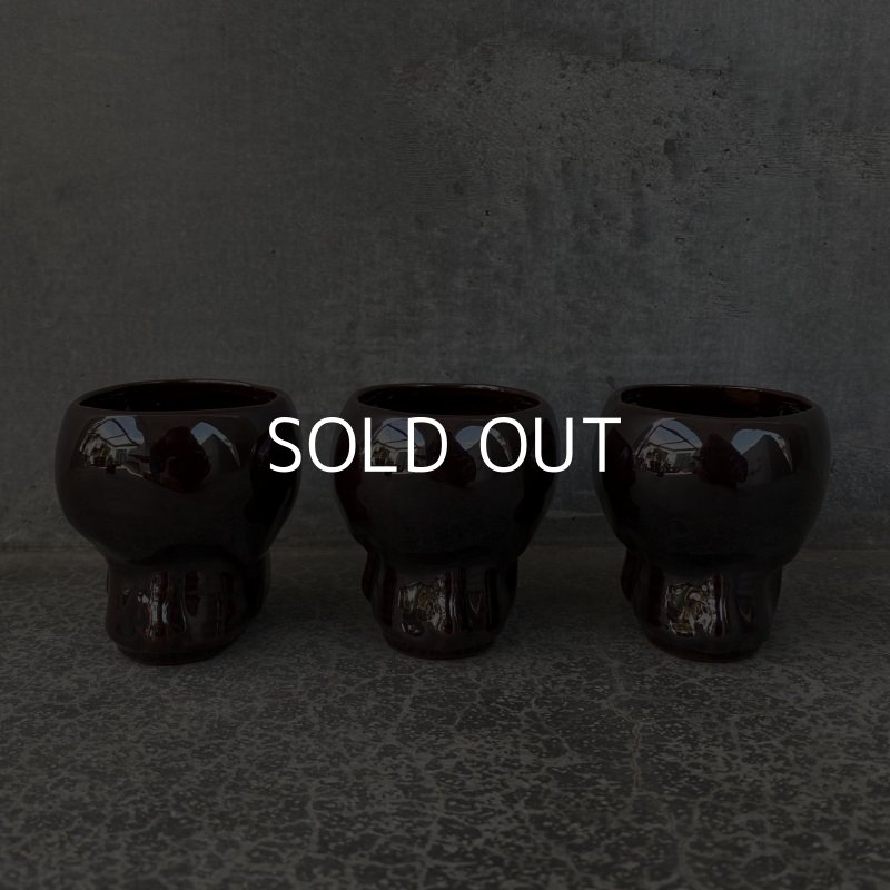 画像9: VINTAGE SKULL LAY OFF JAPAN ヴィンテージ ポイズンボトル デカンタ セット / ショットグラス 骸骨 陶器 日本製