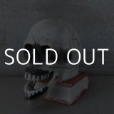 VINTAGE ANTIQUE SKULL CANDLE HOLDER ヴィンテージ アンティーク ドクロ キャンドルホルダー / オブジェ コレクタブル スカルオンブック 陶器 骸骨 日本製 輸出用 JAPAN