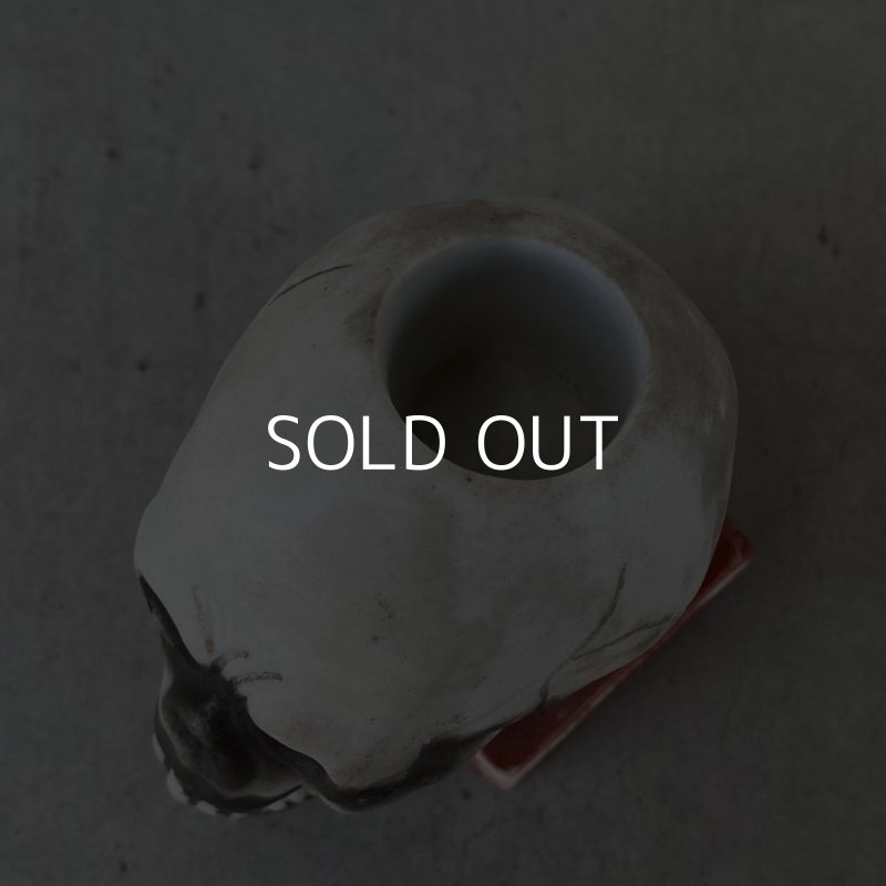 画像6: VINTAGE ANTIQUE SKULL CANDLE HOLDER ヴィンテージ アンティーク ドクロ キャンドルホルダー / オブジェ コレクタブル スカルオンブック 陶器 骸骨 日本製 輸出用 JAPAN