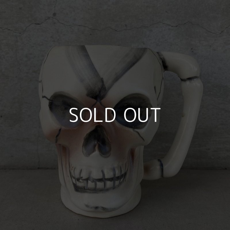 画像1: VINTAGE ANTIQUE SKULL TIKI MUG ヴィンテージ アンティーク スカル ドクロ マグカップ / オブジェコレクタブル 陶器製 骸骨 輸出用 日本製 JAPAN