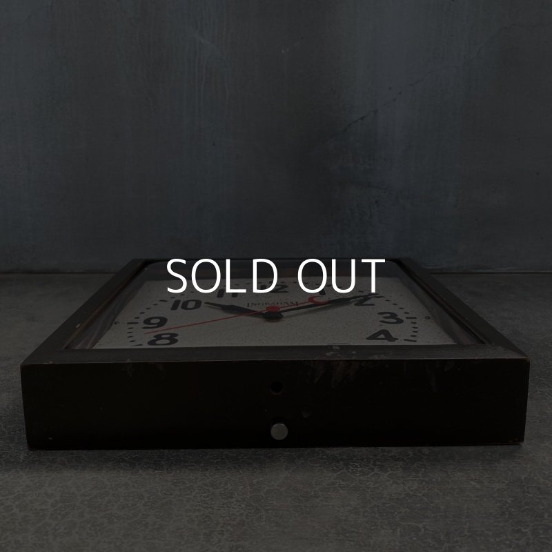 画像3: VINTAGE ANTIQUE INGRAHAM WALL CLOCK ヴィンテージ アンティーク ウォールクロック / アメリカ 掛け時計 インダストリアル 正方形 木製