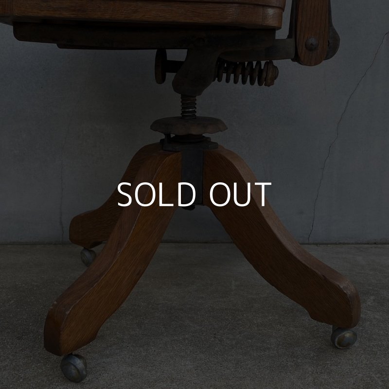 画像8: VINTAGE ANTIQUE FULTON OFFICE FURNITURE CO. ヴィンテージ アンティーク 椅子 アメリカ / インダストリアル ウッド 回転椅子 家具 木製 店舗 什器