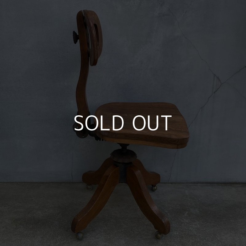 画像3: VINTAGE ANTIQUE FULTON OFFICE FURNITURE CO. ヴィンテージ アンティーク 椅子 アメリカ / インダストリアル ウッド 回転椅子 家具 木製 店舗 什器