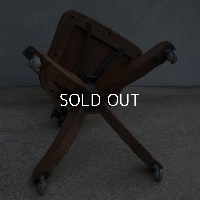 画像9: VINTAGE ANTIQUE FULTON OFFICE FURNITURE CO. ヴィンテージ アンティーク 椅子 アメリカ / インダストリアル ウッド 回転椅子 家具 木製 店舗 什器