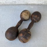 VINTAGE ANTIQUE WOODEN DUMBBELL ヴィンテージ アンティーク 木製 ダンベル アメリカ / オブジェ ディスプレイ コレクタブル USA