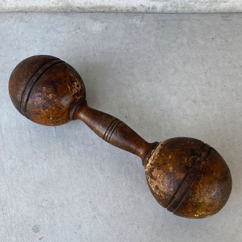 画像2: VINTAGE ANTIQUE WOODEN DUMBBELL ヴィンテージ アンティーク 木製 ダンベル アメリカ / オブジェ ディスプレイ コレクタブル USA