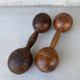 VINTAGE ANTIQUE WOODEN DUMBBELL ヴィンテージ アンティーク 木製 ダンベル アメリカ / オブジェ ディスプレイ コレクタブル USA