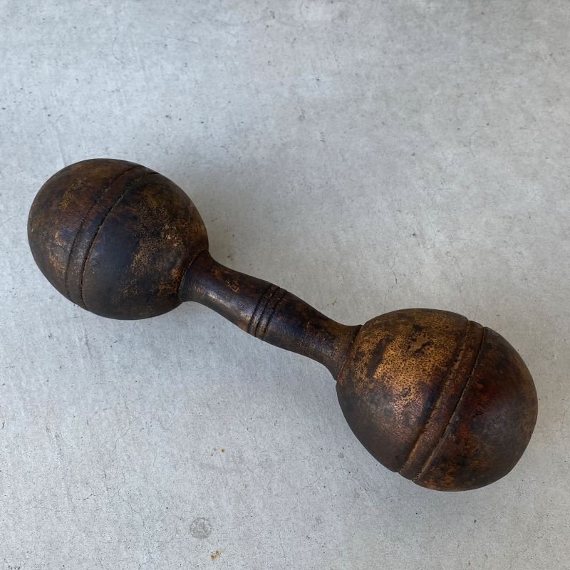 画像2: VINTAGE ANTIQUE WOODEN DUMBBELL ヴィンテージ アンティーク 木製 ダンベル アメリカ / オブジェ ディスプレイ コレクタブル USA