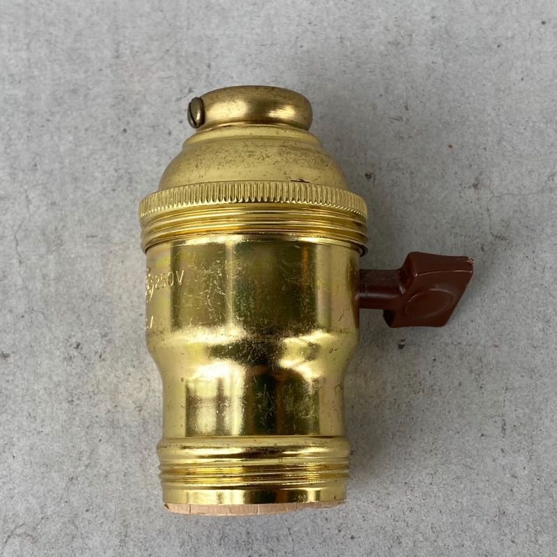 画像1: VINTAGE GENERAL ELECTRIC LAMP SOCKET ヴィンテージ ゼネラルエレクトリック ソケット ランプ ターンスイッチ ブラス  真鍮 E26 / インダストリアル ネジ山付き ライト リペアパーツ 照明 電気 アメリカ  USA