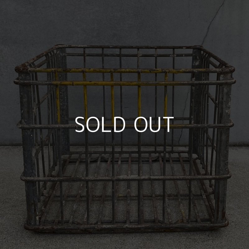 画像5: VINTAGE ANTIQUE ヴィンテージ アンティーク バスケット カゴ / アメリカ インダストリアル ガレージ キャンプ ワイヤー ミルク 運搬用 鉄 収納 什器 USA