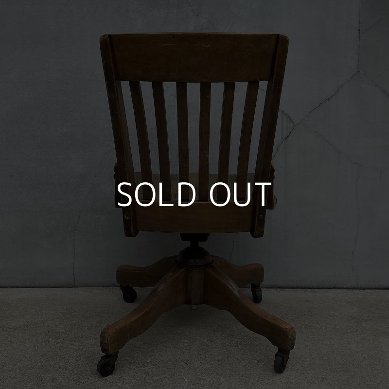 画像3: VINTAGE ANTIQUE ヴィンテージ アンティーク 椅子 アメリカ / チェア インダストリアル ウッド 回転椅子 家具 木製 店舗 什器 USA (2)