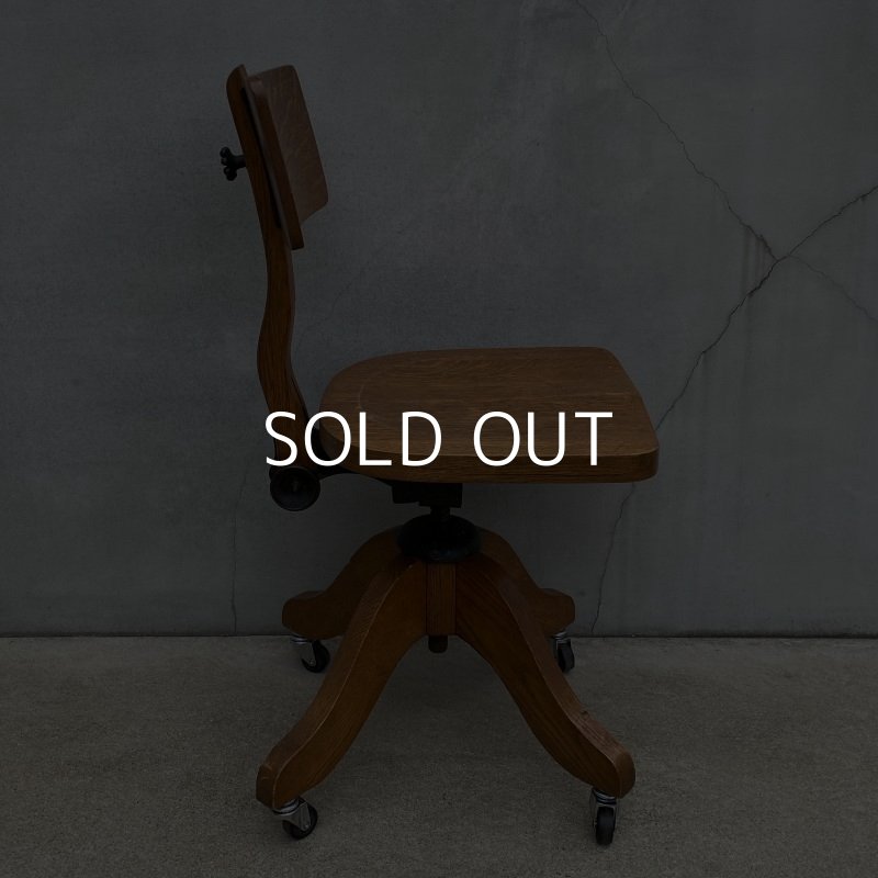 画像4: VINTAGE ANTIQUE ヴィンテージ アンティーク 椅子 アメリカ / チェア インダストリアル ウッド 回転椅子 家具 木製 店舗 什器 USA (1)