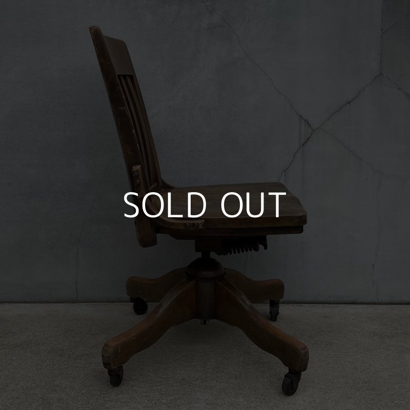 画像4: VINTAGE ANTIQUE ヴィンテージ アンティーク 椅子 アメリカ / チェア インダストリアル ウッド 回転椅子 家具 木製 店舗 什器 USA (2)