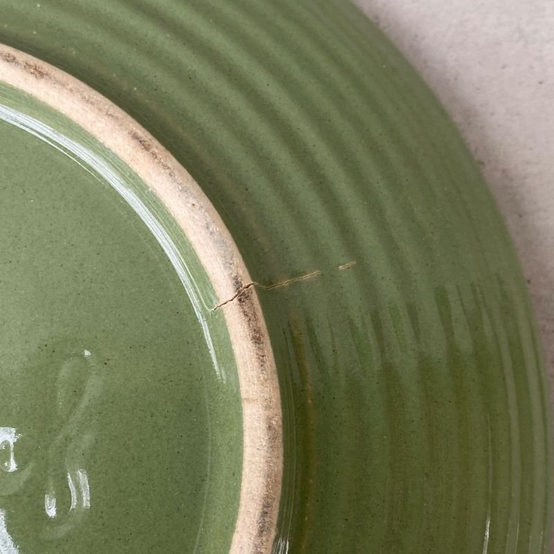 画像4: VINTAGE ANTIQUE HULL ヴィンテージ アンティーク ハル ポタリー アボカド グリーン プレート 皿 陶器 / アメリカ  トレー 食器 緑色 USA (5)