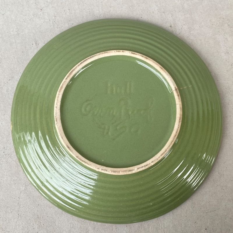 画像2: VINTAGE ANTIQUE HULL ヴィンテージ アンティーク ハル ポタリー アボカド グリーン プレート 皿 陶器 / アメリカ  トレー 食器 緑色 USA (5)