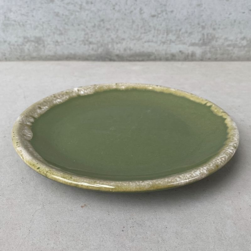 画像3: VINTAGE ANTIQUE HULL ヴィンテージ アンティーク ハル ポタリー アボカド グリーン プレート 皿 陶器 / アメリカ  トレー 食器 緑色 USA (3)