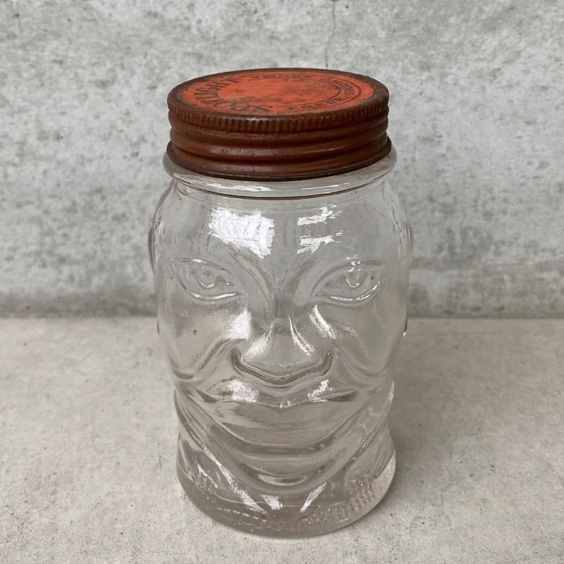 画像1: VINTAGE ANTIQUE SPOTLIGHT GLASS FIGURAL BOTTLE JAR ヴィンテージ アンティーク グラス ジャー アメリカ / コレクタブル 瓶 ボトル ガラス オブジェ アロマ USA