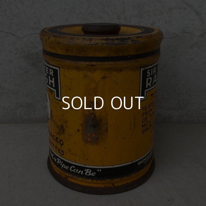 画像4: VINTAGE ANTIQUE SIR WALTER RALEIGH TOBACCO TIN CAN ヴィンテージ アンティーク 煙草 ティン 缶 アメリカ / アドバタイジング たばこ入れ 小物入れ 収納 雑貨 黄色 USA 