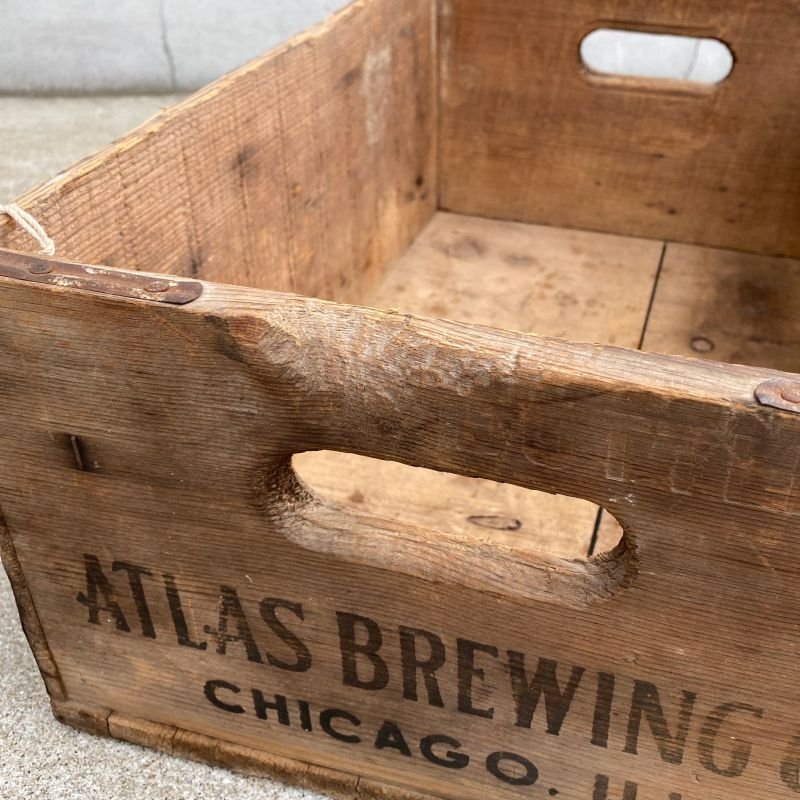 画像8: VINTAGE ANTIQUE ATLAS BREWING CO. WOOD CRATE WOOD BOX ヴィンテージ アンティーク ウッドボックス 木箱 アメリカ / インダストリアル 運搬用 収納 店舗什器 USA