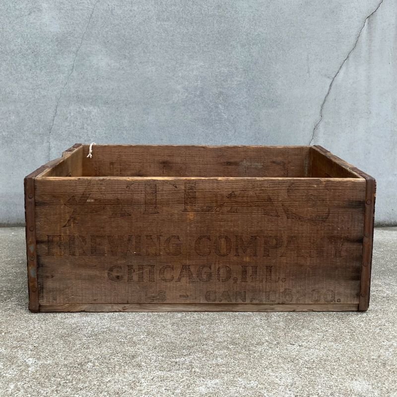 画像3: VINTAGE ANTIQUE ATLAS BREWING CO. WOOD CRATE WOOD BOX ヴィンテージ アンティーク ウッドボックス 木箱 アメリカ / インダストリアル 運搬用 収納 店舗什器 USA
