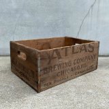 VINTAGE ANTIQUE ATLAS BREWING CO. WOOD CRATE WOOD BOX ヴィンテージ アンティーク ウッドボックス 木箱 アメリカ / インダストリアル 運搬用 収納 店舗什器 USA 