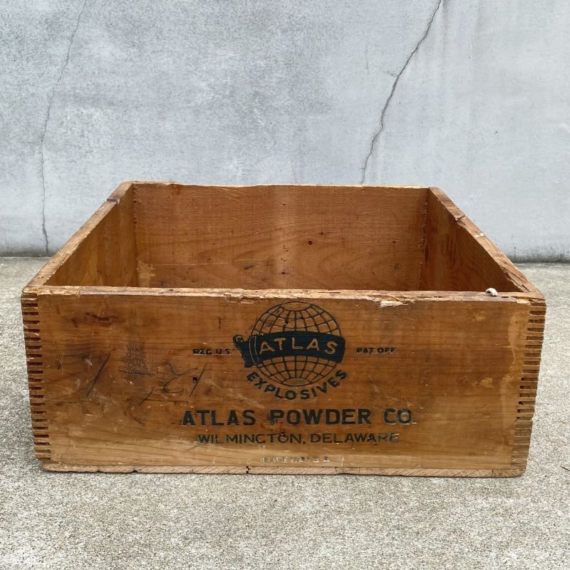 画像2: VINTAGE ANTIQUE ATLAS POWDER CO. WOOD BOX ヴィンテージ アンティーク ウッドボックス 木箱 アメリカ / ケース 収納 店舗什器 USA (3)