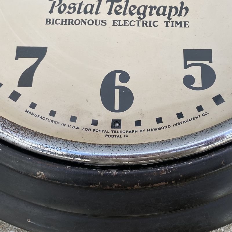 画像8: VINTAGE ANTIQUE POSTAL TELEGRAH WALL CLOCK ヴィンテージ アンティーク ポスタルテレグラフ ハモンドクロック ウォールクロック 壁掛け時計 アメリカ / インダストリアル 郵便局 黒色 店舗什器 USA (2)
