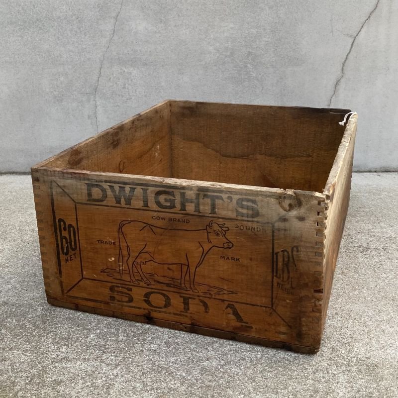 画像1: VINTAGE ANTIQUE CHURCH&DWIGHT CO. WOOD BOX ヴィンテージ アンティーク ウッドボックス 木箱 アメリカ / ケース 牛 収納 店舗什器 USA 