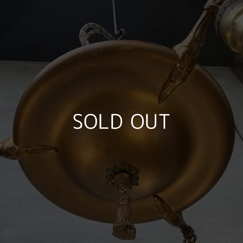 画像3: VINTAGE ANTIQUE ヴィンテージ アンティーク シャンデリア 吊り下げライト アメリカ / 3灯 ライト ペンダントライト ブラス 真鍮 天井照明 USA  (2)