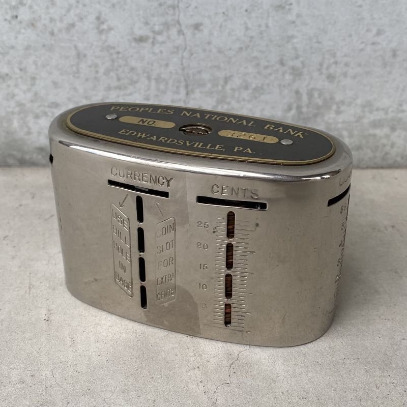 画像1: VINTAGE ANTIQUE COIN BANK THE AUTOMATIC RECORDING SAFE CO. ヴィンテージ アンティーク コインバンク 貯金箱 アメリカ / コレクタブル オブジェ インテリア ノベルティー 銀行 USA (4)