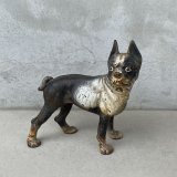 VINTAGE ANTIQUE BOSTON TERRIER DOOR STOPPER ヴィンテージ アンティーク ボストンテリア ドアストッパー / コレクタブル オブジェ キャストアイアン 鋳物 置物 犬 店舗什器 アメリカ (1)