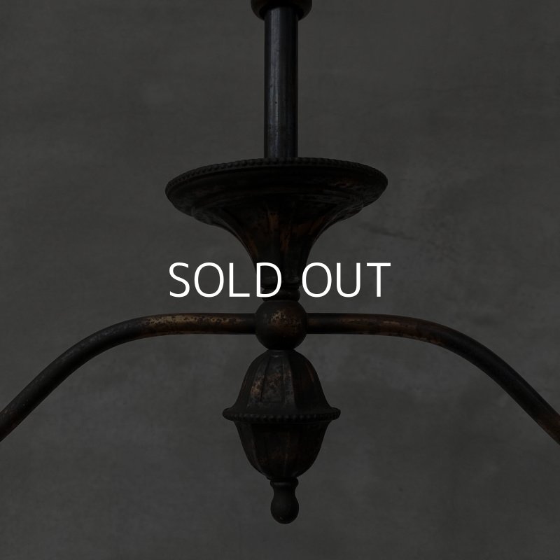 画像3: VINTAGE ANTIQUE LIGHT LAMP JAPANNED ヴィンテージ アンティーク シャンデリア 吊り下げライト ジャパンド アメリカ / 2灯 ペンダントライト ジャパンカラー 天井照明 USA  