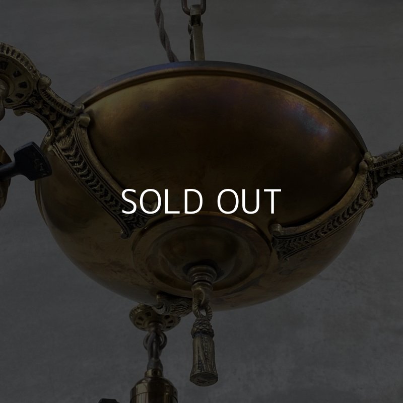 画像4: VINTAGE ANTIQUE ヴィンテージ アンティーク シャンデリア 吊り下げライト アメリカ / 3灯 ライト ペンダントライト ブラス 真鍮 天井照明 USA  (3)