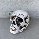 VINTAGE SKULL ASHTRAY ヴィンテージ スカル 灰皿 / 陶器 ドクロ メガネ 眼鏡 オブジェ 置物 JAPAN 日本製 (2)