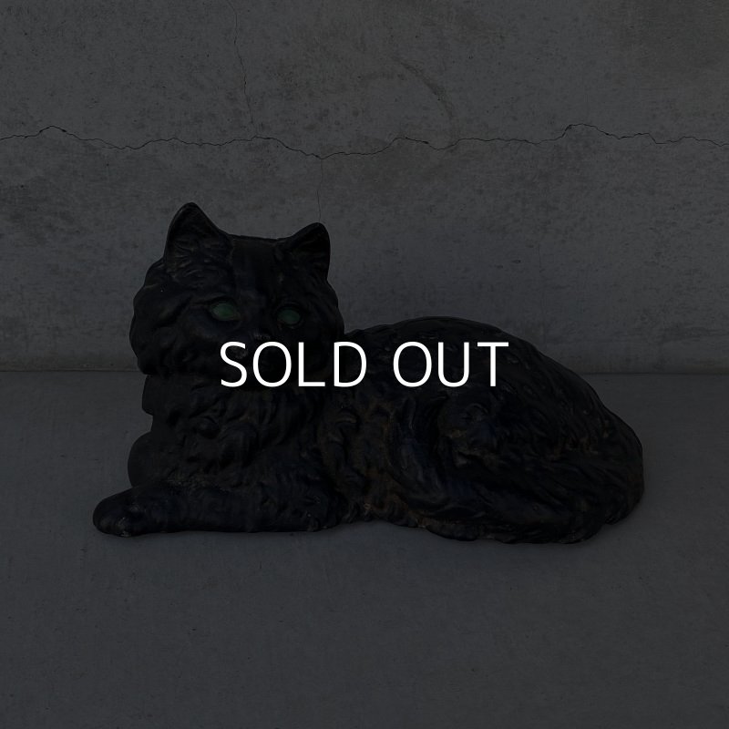 画像1: VINTAGE ANTIQUE CAT DOOR STOPPER ヴィンテージ アンティーク 猫 ドアストッパー / コレクタブル オブジェ キャストアイアン 鋳物 置物 動物 店舗什器 アメリカ