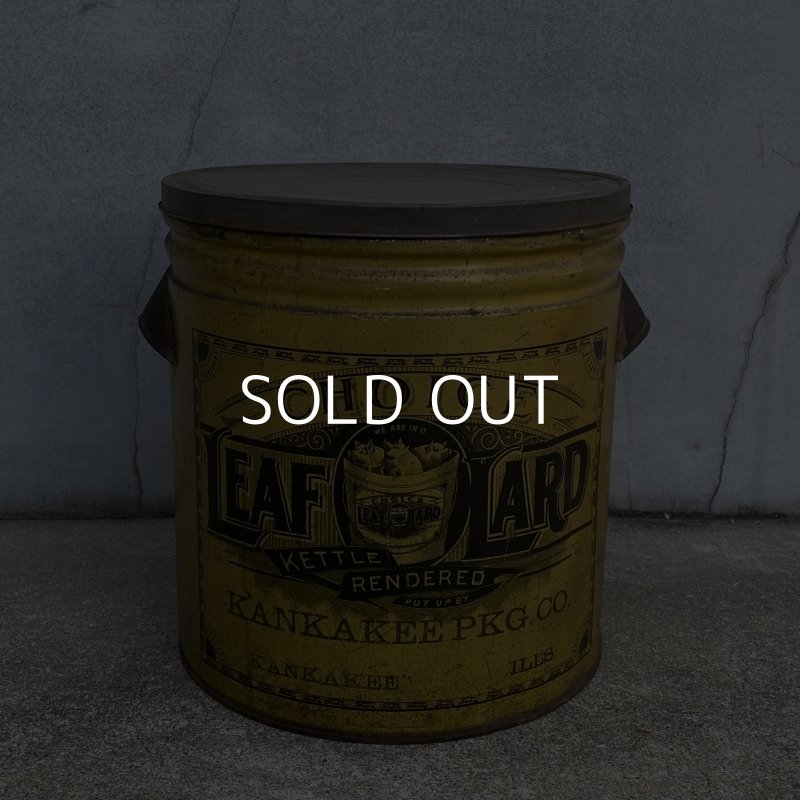 画像1: VINTAGE ANTIQUE TIN CAN LEAF LARD ヴィンテージ アンティーク ラード 缶 / アドバタイジング オイル インダストリアル ガレージ ディスプレイ 収納 店舗什器 アメリカ