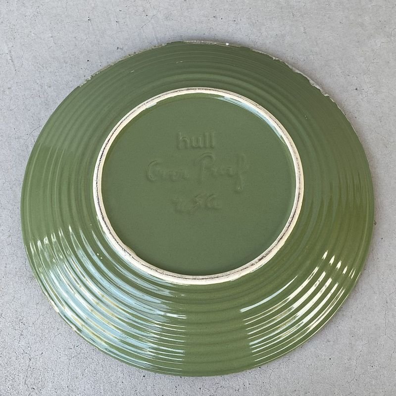 画像2: VINTAGE ANTIQUE HULL TABLEWARE ヴィンテージ アンティーク ハル ポタリー アボカド グリーン プレート 皿 陶器 / アメリカ  トレー 食器 緑色 USA (6) 