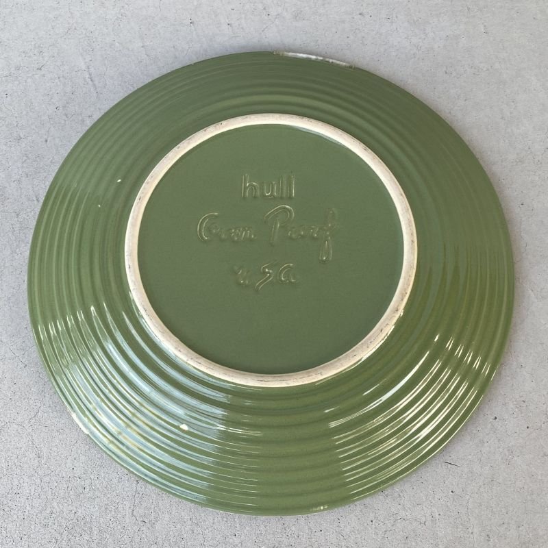 画像2: VINTAGE ANTIQUE HULL TABLEWARE ヴィンテージ アンティーク ハル ポタリー アボカド グリーン プレート 皿 陶器 / アメリカ  トレー 食器 緑色 USA (8) 
