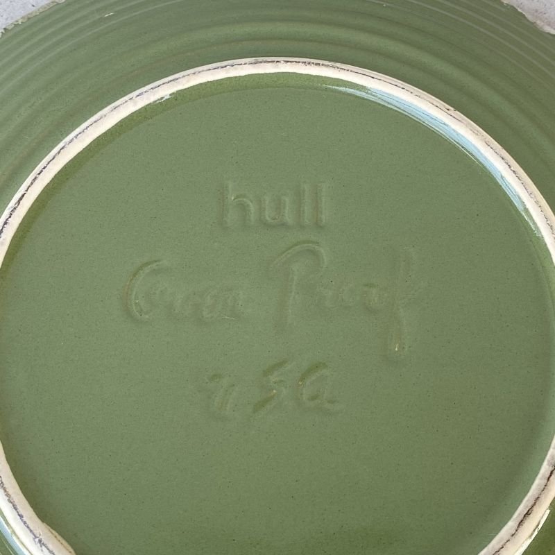 画像5: VINTAGE ANTIQUE HULL TABLEWARE ヴィンテージ アンティーク ハル ポタリー アボカド グリーン プレート 皿 陶器 / アメリカ  トレー 食器 緑色 USA (6) 