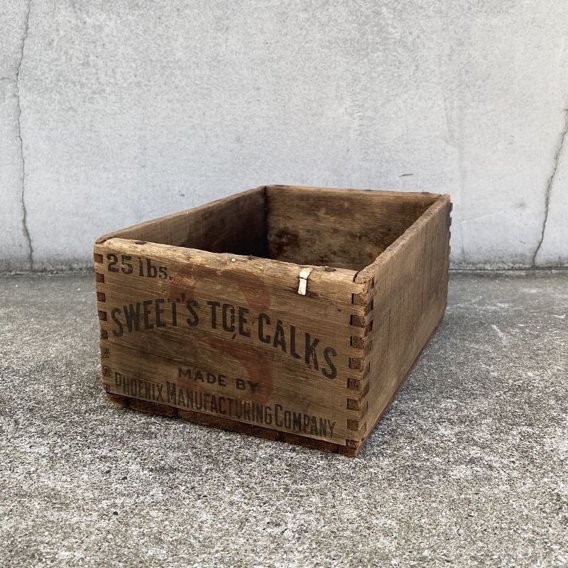 画像1: VINTAGE ANTIQUE WOOD CRATE WOODEN BOX SWEET'S TOE CALKS ヴィンテージ アンティーク ウッドボックス 木箱 / インダストリアル コレクタブル 収納 ケース 店舗什器 アメリカ USA 