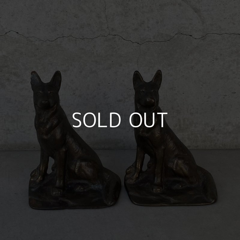 画像2: VINTAGE ANTIQUE BOOKENDS DOG ヴィンテージ アンティーク ブックエンド ブックスタンド 本立て 犬 / コレクタブル オブジェ ディスプレイ インテリア 置物 動物 アメリカ (2)