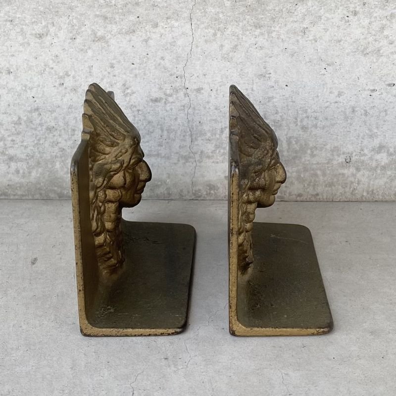 画像4: VINTAGE ANTIQUE BOOKENDS INDIAN ヴィンテージ アンティーク ブックエンド ブックスタンド 本立て インディアン / コレクタブル オブジェ ディスプレイ インテリア 雑貨 アメリカ (2)
