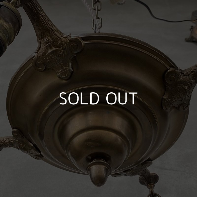 画像3: VINTAGE ANTIQUE ヴィンテージ アンティーク シャンデリア 吊り下げライト / 4灯 ライト ペンダントライト ブラス 真鍮 天井照明 店舗什器 アメリカ USA  